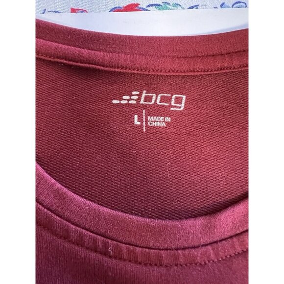 BCG Womens Split Shoulder Sweatshirt~Size Lrg~Deep Red Athletic Sporty Top L5 17 - Picture 11 of 13